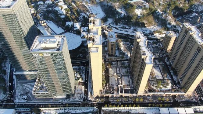 航拍济南城市商务建筑