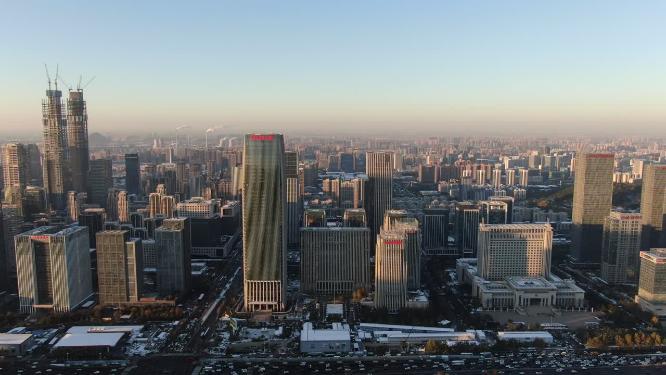 山东济南城市商务建筑航拍