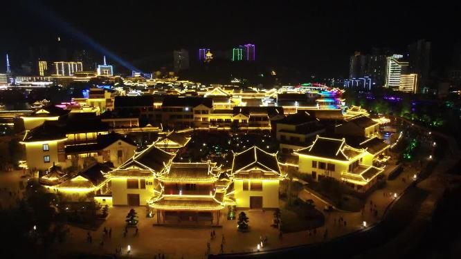 航拍贵州铜仁夜景