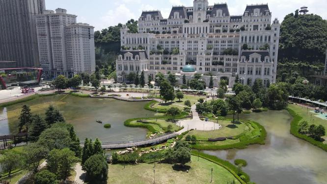 航拍贵阳花果园湿地公园