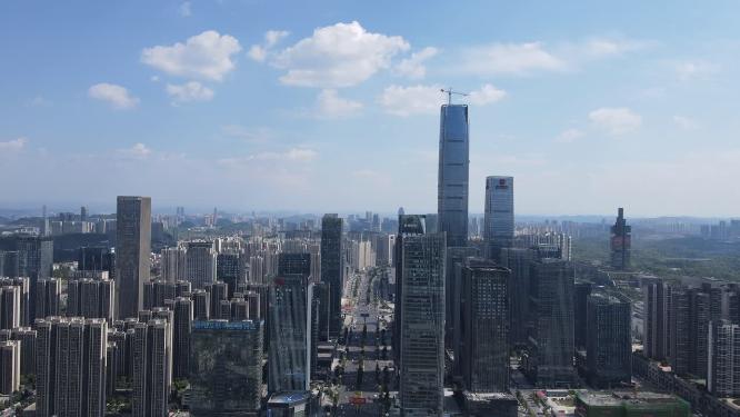 航拍贵阳城市商务建筑