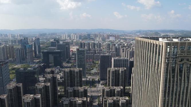 航拍贵阳金融中心商务建筑