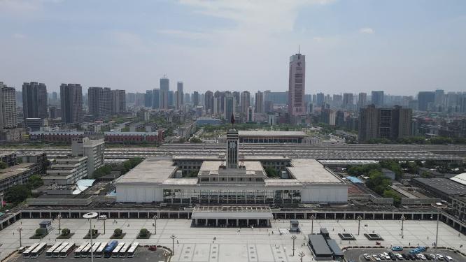 航拍湖南长沙火车站