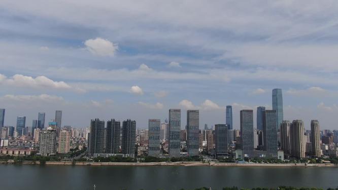 航拍湖南长沙城市天际线