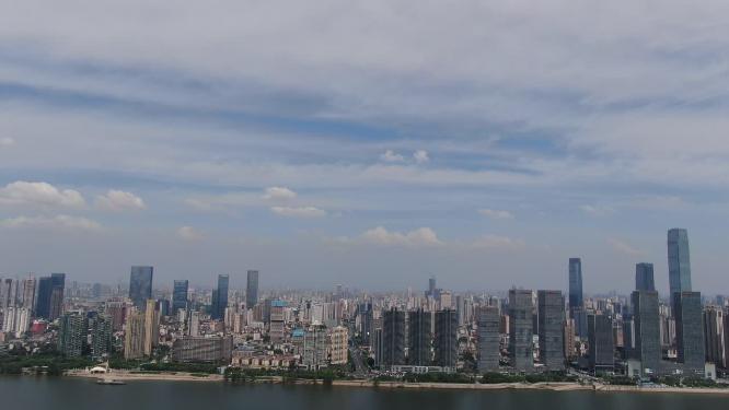 航拍湖南长沙城市天际线