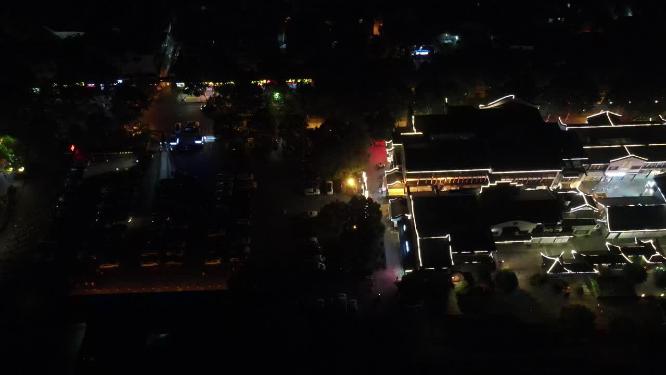 航拍湖南岳阳楼汴河街夜景