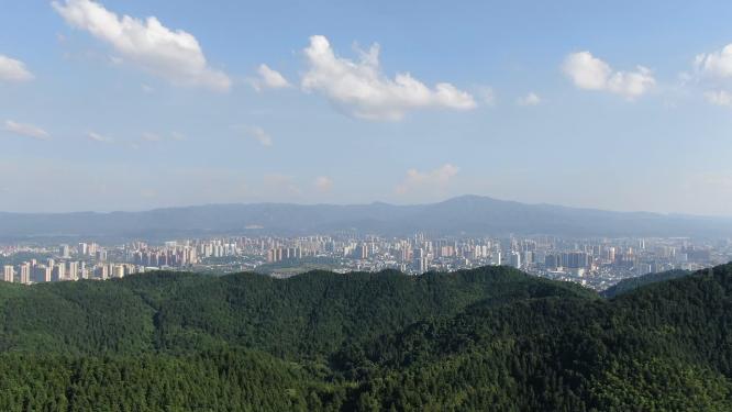 湖南怀化城市蓝天白云天际线航拍