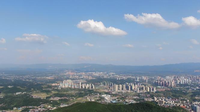 湖南怀化城市蓝天白云天际线航拍