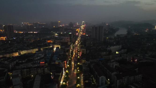 航拍贵阳铜仁城市夜景交通