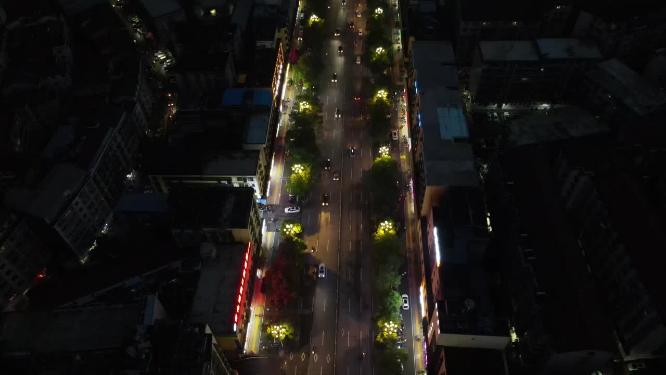 航拍城市夜景交通