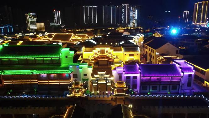 航拍贵州铜仁古城夜景