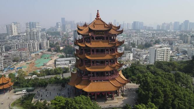 航拍武汉黄鹤楼5A景区
