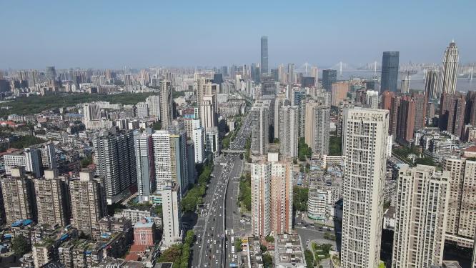 航拍武汉城市交通