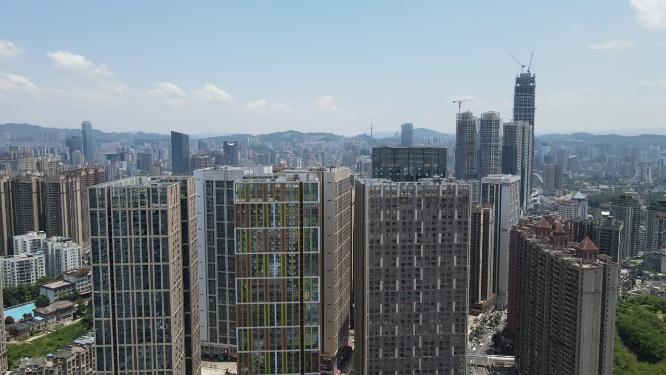 航拍贵阳城市商务建筑