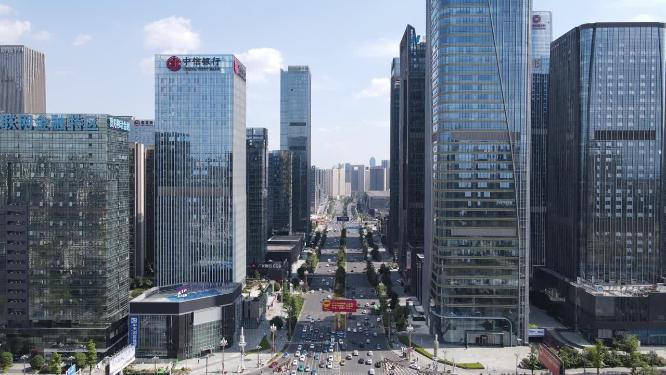 航拍贵阳城市商务建筑