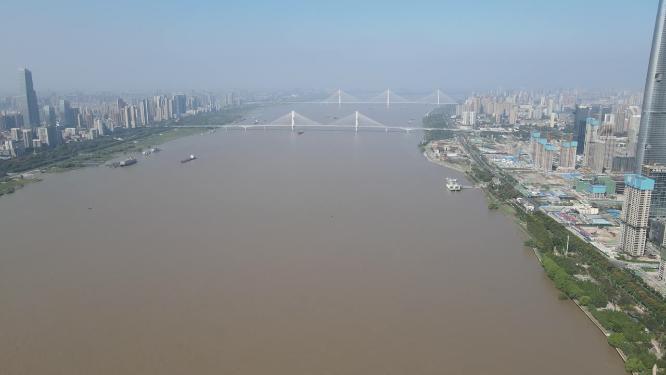 航拍武汉长江两岸风光