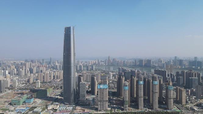 航拍武汉第一高楼绿地中心