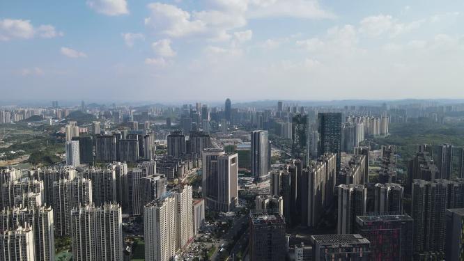 航拍湖北武汉城市住宅小区