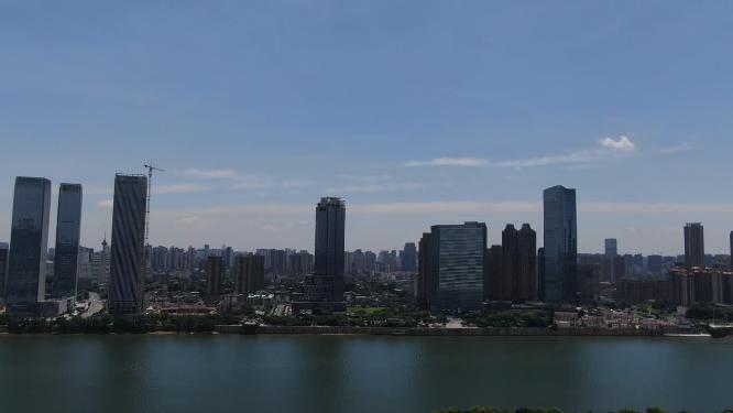 航拍湖南长沙城市商务建筑