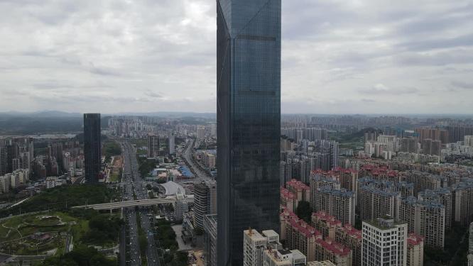航拍广西南宁城市商务建筑