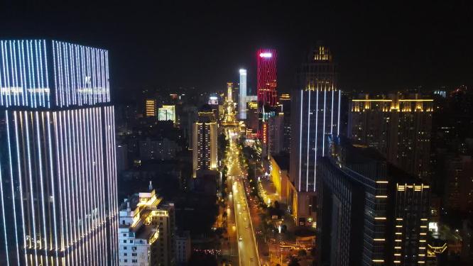 航拍武汉楚河汉街夜景
