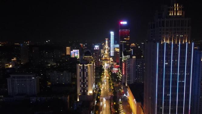 湖北武汉城市夜景灯光航拍
