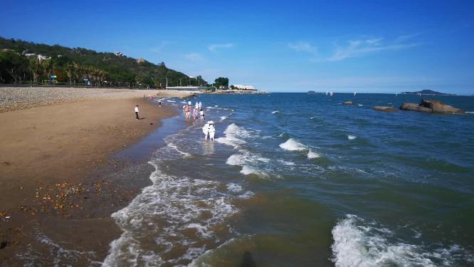 实拍大海海浪沙滩