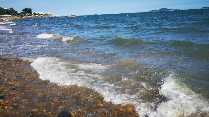 实拍大海海浪沙滩