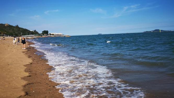 实拍大海海浪沙滩