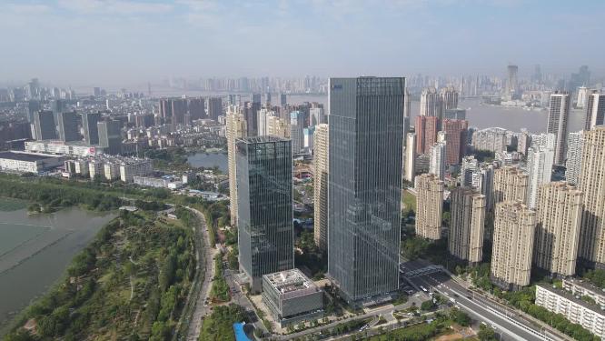 湖北武汉城市高楼建筑航拍