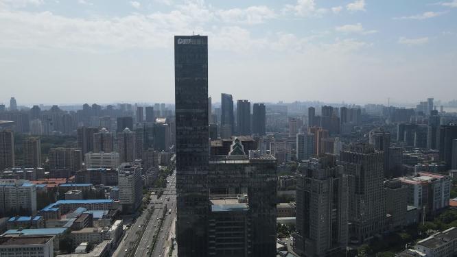 湖北武汉城市高楼商务建筑航拍