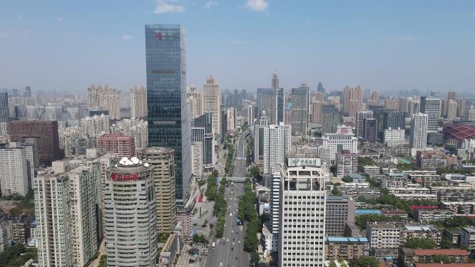 湖北武汉城市高楼商务建筑航拍