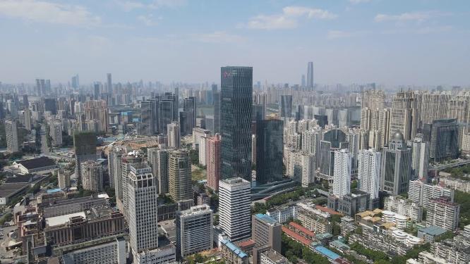 湖北武汉城市高楼商务建筑航拍