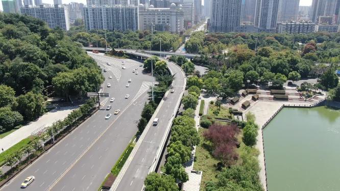 湖北武汉城市交通航拍