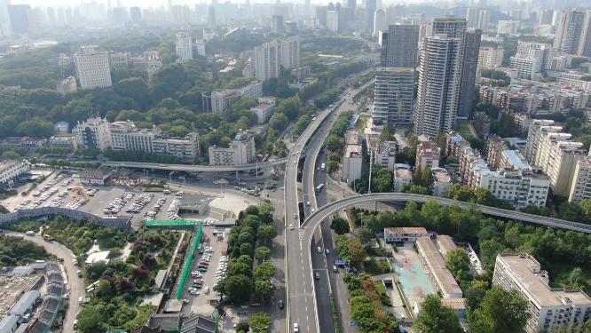 航拍武汉城市交通