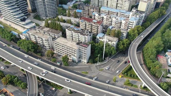 城市高架立交桥交通航拍