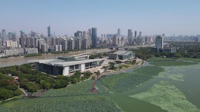 航拍武汉琴台大剧院