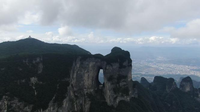 航拍湖南张家界天门山天门洞5A景区