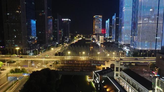 航拍武汉楚河汉街夜景