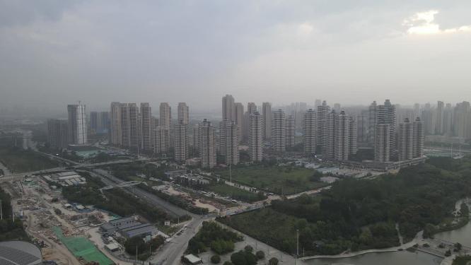 航拍武汉城市商业住宅小区