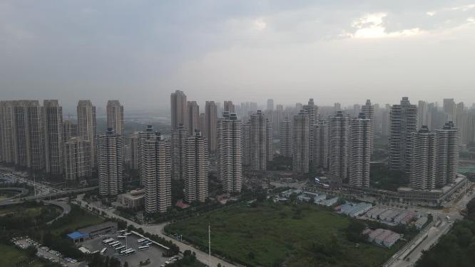 航拍武汉城市商业住宅小区