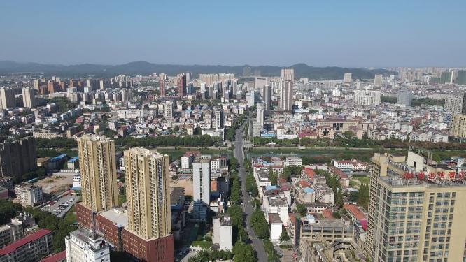 航拍湖北咸宁城市全景