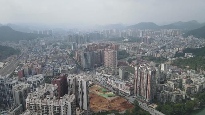 航拍贵州铜仁城市建设