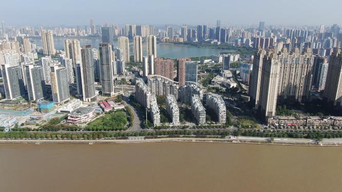 湖北武汉长江两岸高楼建筑航拍