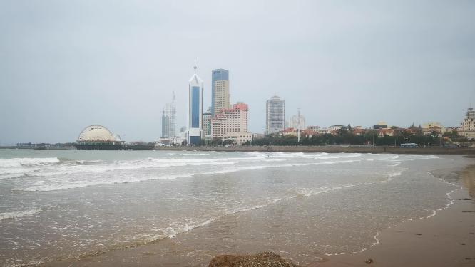 实拍大海海浪沙滩